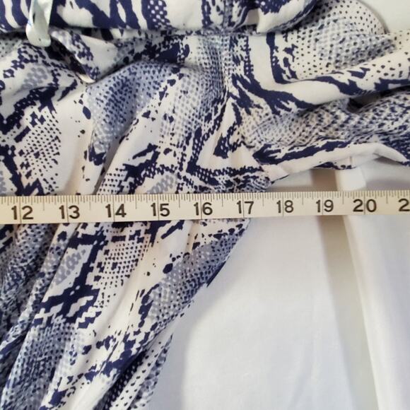 Blue Island Dress Small Snakeskin Print Long Sleeve Ruffle Hem Boho Chic - Picture 6 of 13